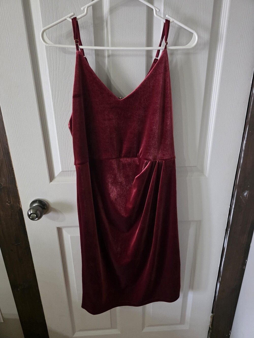 Velvet Burgundy Spaghetti-Strap Dress MATERNITY